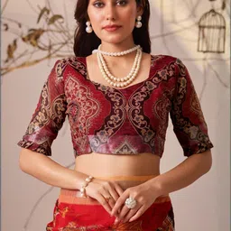 Moda Rapido Ethnic Printed Pure Linen Saree With Blouse Piece image 3