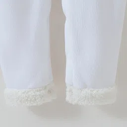 Kookie Kids Full Sleeves Winter Wear Romper With Elephant Embroidery & Cap - White image 5