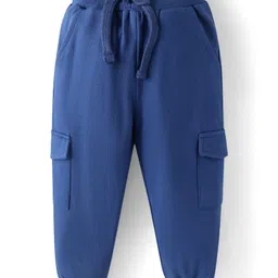 Babyhug Terry Knit Full Sleeves Hooded Sweatjacket & Lounge Pant Set With Bear Patch - Blue image 5