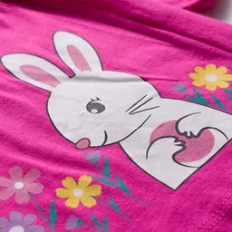 Babyhug Cotton Woven Full Sleeves Frock & Legging With Animal Print & Frill Detailing - Dark Pink & Pink image 5