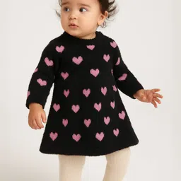 Nauti Nati Girls Heart Print Long Sleeves Sweater Dress-image-62