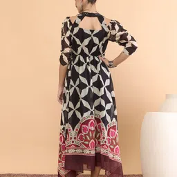 Antheaa Women Geometric Print Puff Sleeve A-Line Maxi Dress image 3