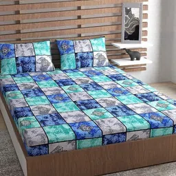 METRO LIVING Blue & Grey Printed Microfiber 130 TC Queen Bedsheet Set 2.35 m x 2.10 m-image-84