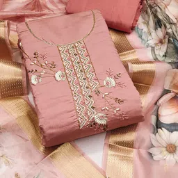 HERE&NOW Embellished Unstitched Dress Material image 4