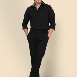 SZN Men Standard Fit Spread Collar Solid Cotton Formal Shirt-picture-24