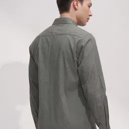 HIGHLANDER Popcorn Textured Self Design Spread Collar Long Sleeves Slim Fit Shirt image 2