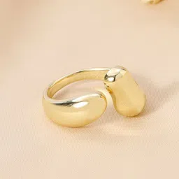 SALTY Women & Girls Chunky Molten Metal Gold Stylish Adjustable Finger Ring-image-83
