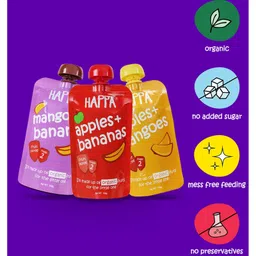 Happa Organic Mixed Fruit Variety Puree Pack of 3 - 100 gm each-image-37