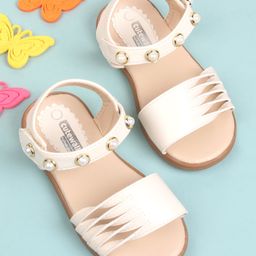 Cute Walk by Babyhug Party Wear Sandals Bead Detailing - Off White-picture-28
