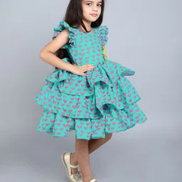 Pink Chick Print Flutter Sleeve Fit & Flare Dress image 4