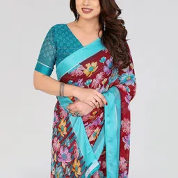 Moda Rapido Floral Poly Georgette Designer Saree image 2