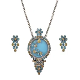 NAMAN ARTS Silver-Plated Stone Studded Oxidised Jewellery Set image 4