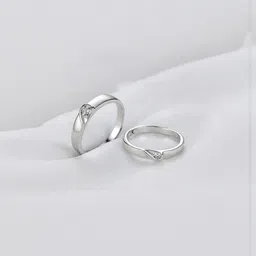 Teeragaj Set Of 2 Stainless Steel Stone-Studded Couple Finger Rings-picture-25