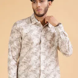 V-Mart Slim Fit Floral Printed Spread Collar Cotton Shirt-image-60