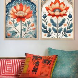 Kotart White & Blue 2 Pieces Floral Wooden Wall Arts-picture-23
