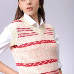 Freehand by The Indian Garage Co Women Printed Sweater Vest-picture-44