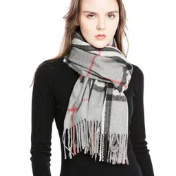 Alexvyan Women Checked Tasselled Scarf image 2