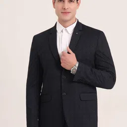 JB STUDIO Self Design Notched Lapel Single Breasted Blazer-picture-30