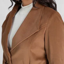 LURE URBAN Women Single-Breasted Notched Lapel Regular Fit Long Sleeves Overcoat with Belt image 2