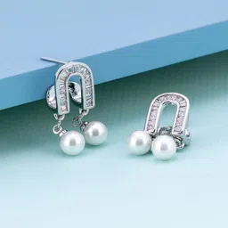 Kushal's Fashion Jewellery Rhodium-Plated Zircon Studded Party Classic Drop Earrings-picture-26
