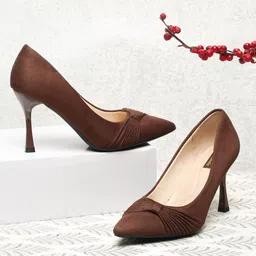 Flat n Heels Women Textured Suede Stiletto Pumps-picture-42