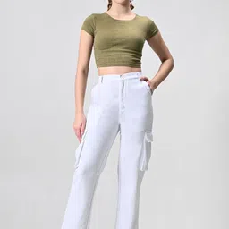 EKSDEE Women Relaxed Cargos Trousers image 2