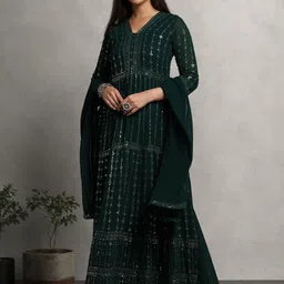 Miss Ethnik Embroidered Gown With Dupatta-picture-24