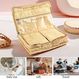 Kuber Industries Gold-Toned & Maroon 2 Pieces Self Design Jewellery Organisers image 3