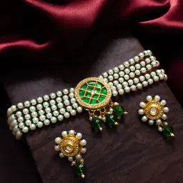 Anouk Gold Plated Kundan Stone Studded & Beaded Jewellery Set-picture-14