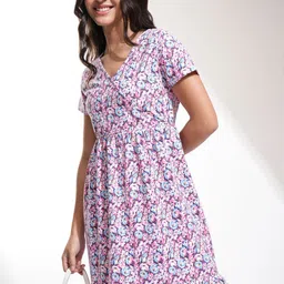 Tokyo Talkies Women Floral Print Ruffled Fit & Flare Mini Dress-image-8