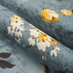 ROSARA HOME Grey & Yellow Floral Printed Cotton 180 TC Queen Bedsheet Set image 2