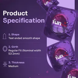 Funtime Set of 3 Blackgrapes Flavour Long Lasting Dotted & Ribbed Condom - 10 PCS each image 4