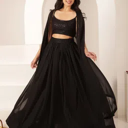 DEASHA INDIA Embroidered Thread Work Ready to Wear Lehenga & Blouse With Dupatta image 5