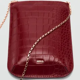 MANGO Women Croc-Textured Mobile Pouch image 3
