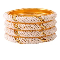 Anouk Set of 4 Gold Plated Pearl Beaded Bangles image 5