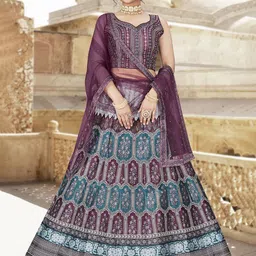 EthnicTree Printed Beads and Stones Ready to Wear Lehenga & Blouse With Dupatta-picture-29