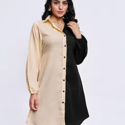 SZN Women Solid Shirt Collar Fit & Flare Western Dress-picture-14