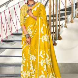 LeeliPeeri Designer Floral Print Saree with Unstitched Blouse Piece-picture-24