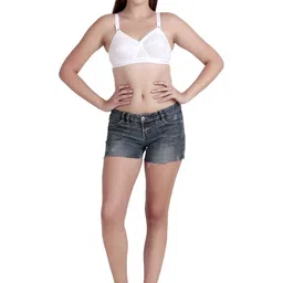 Piylu Women White Solid Full Coverage Cotton Bra image 5