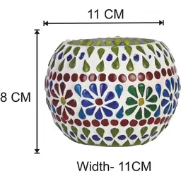 Somil Vibrant Multicolor Glass Candle Holder Add A Touch Of Magic To Diwali, Parties & Candlelight Dinners, Size-8.5 X 8.5 X 9 Cm , 11 X 11 X 8 Cm Pack OF 2 image 2