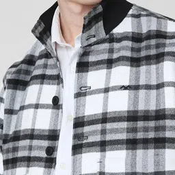 Mufti Men Mock Collar Checked Casual Bomber Jacket image 4
