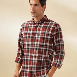 HERE&NOW Men Slim Fit Tartan Checks Opaque Checked Casual Shirt image 5