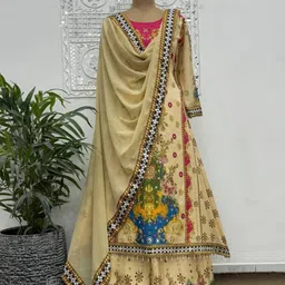 NKV Women Ethnic Motifs Printed Regular Mirror Work Kurta with Trousers & With Dupatta image 2