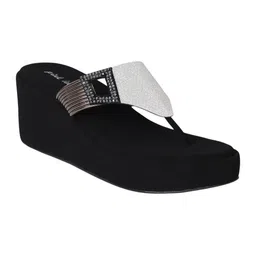 PINK LEAF Black Solid Wedge Heels-picture-17