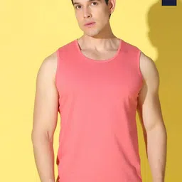 WOOSTRO Pack Of 2 Combed Cotton Gym Vests -VWS26(PLAIN PEACH)(PLAIN NAVY)-picture-26