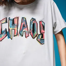 SMARTEES Typography Printed Round Neck Drop-Shoulder Sleeves Cotton Oversized T-shirt image 3