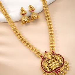 Peora Gold-Plated Stone-Studded & Beaded Jewellery Set-picture-32