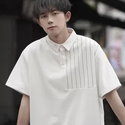 StyleCast Men Striped Polo Collar Cotton Oversized T-shirt-picture-52