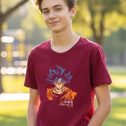 LONDON STREET Boys Red Half Sleeve Round Neck Graphic Printed T-Shirt-image-71