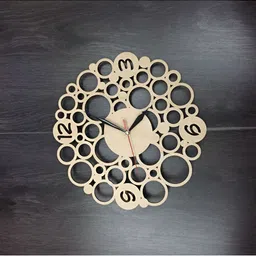 QEZNEF Beige Analogue Traditional Wooden Wall Clock image 5